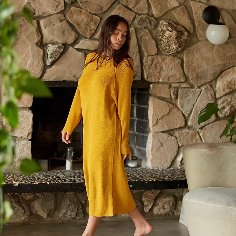 Free People Beach Santa Barbara Sweater Midi Dress in Hawaii Honey